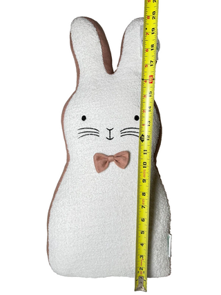 Bunny Boulevard 20" White Sherpa Easter Rabbit Face Throw Pillow with Bow