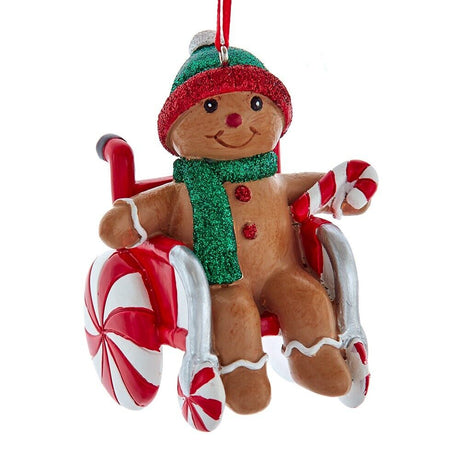 Kurt Adler Peppermint Gingerbread boy Handicap Wheelchair Christmas Ornament K21