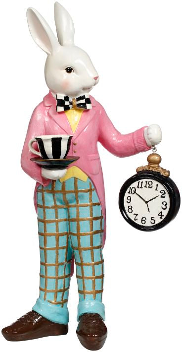 Mark Roberts 18.5" Resin Pink Coat Rabbit with Clock 63-55318