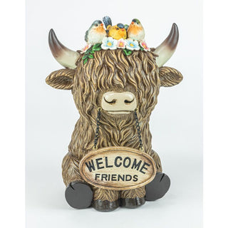 Hanna's Handiworks Highland Cow Welcome Friends Tabletop 65510