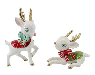 White Retro Deer Figurine Set 29-29285