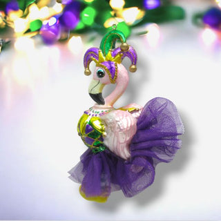 December Diamonds Mardi Gras Flamingo Glass Ornament 79-79086