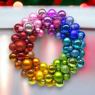 Rainbow Ball Christmas Wreath 79-79176 Rainbow
