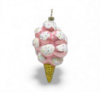 Pre-Order 6.5in Patisserie Pink Ice Cream Cone Ornament  79-79702