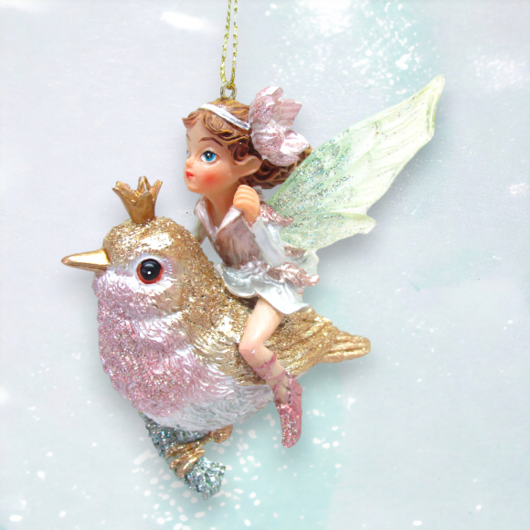 December Diamonds Fairy on a Bird Ornament 79-81491