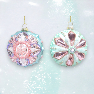 Pastel Coastal Starfish Seashell Fantasy Glass Ornament 79-81499 At the Beach