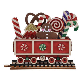 Candy Cane Train Car Ornament Wooden Ornament 80064