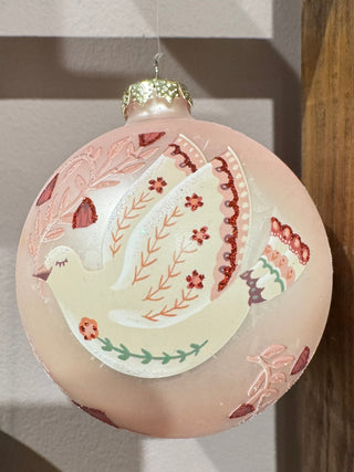 Vintage Folk Art Craft Dove Ball Ornament Set 4624914