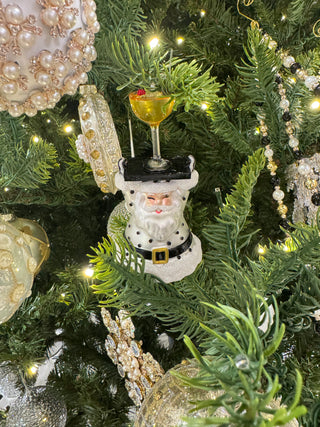 Black Gold Christmas Champagne Service Santa Ornament 4652901