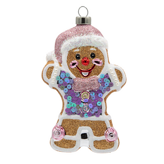 Pink Bedazzled Candy Gingerbread Christmas Ornament