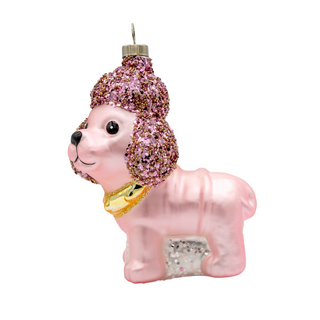 Pink Poodle Pup Christmas Ornament