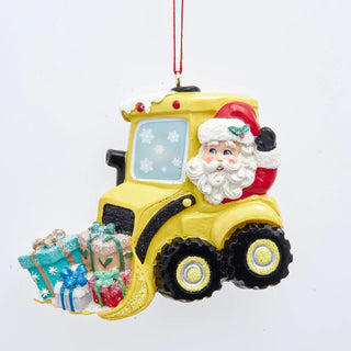 Pre-Order Santa In Bulldozer Ornament A2458