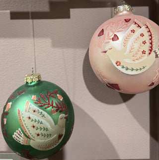 Vintage Folk Art Craft Dove Ball Ornament Set 4624914