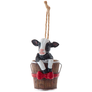 Kurt Adler Farm Animal In Bucket Ornament Set Pig Cow Rooster A2412
