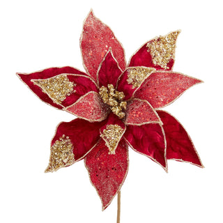 Pre-Order Holiday Diamonds Dark Red & Gold Poinsettia Pick C9465