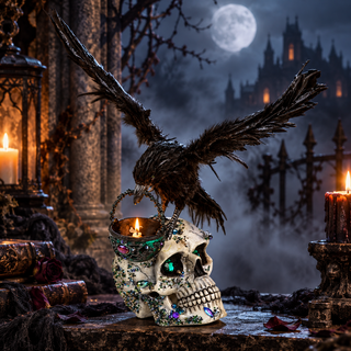 Katherine's Collection 17" Watchful Crow with Tea Light Lantern 28-628328