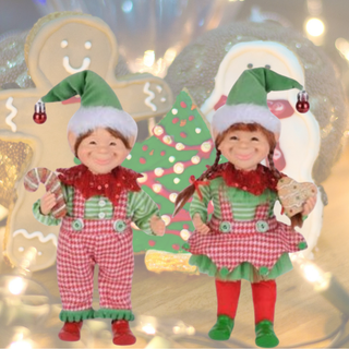 Retired Karen Didion Red Check Elf Set CC09-13