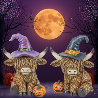 Halloween Wizard Highland Cow Tabletop Set