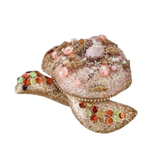 PRE-ORDER Glittered Jeweled Sea Turtle Ornament MTX79079-Coral
