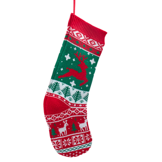 Pre-Order Red, Green & White Deer Design Knit Stocking SG0323