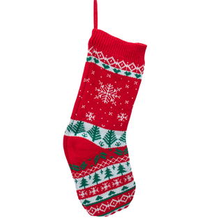 Pre-Order Red, Green & White Snowflake Design Knit Stocking SG0323