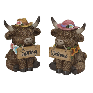 Pre-Order Resin Highland Cow with Spring Sign Set 2822650