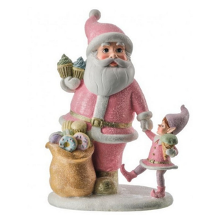 Whimsical Pink Santa with Child Sweet Treats MTX75447