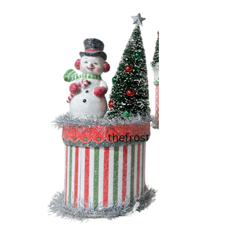 Retro Christmas Friends on Paper Box Figurine