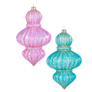 Blue & Pink Bright Glitter Finial Ornament 4625032