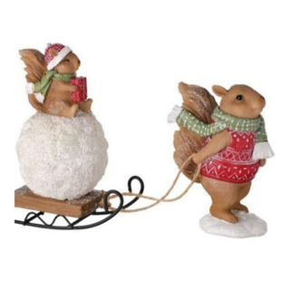 6.5" Squirrel Pulling A Snowball On A Sled MTX66352