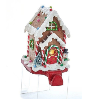 Pre-Order Battery-Operated Gingerbread Candy House Lighted Stocking Hangers D2866