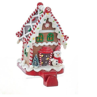 Pre-Order Battery-Operated Gingerbread Candy House Lighted Stocking Hangers D2866