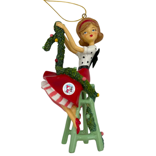 Retro Girl w/Garland Ornament