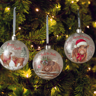 Christmas Frosted Glass Highland Cow Design Ornament 2859480