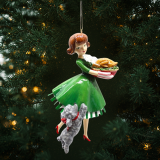 December Diamonds Retro Girl and Girl w/Dinner Ornament 29-29891