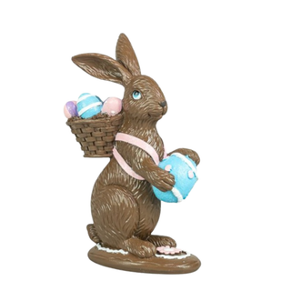 Faux Chocolate Bunny Figurine w/egg basket 60317