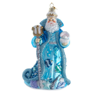 Coastal Bellissimo Glass Under The Sea Santa Christmas Ornament BELL0034