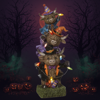Halloween Lighted Stacking Highland Cows w/ Timer 2797320