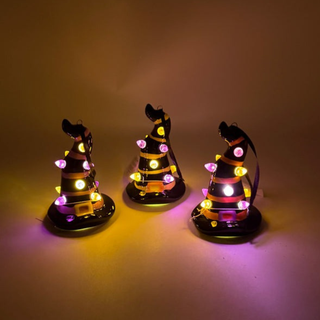 Halloween Witch Hat Ornament with Lights Set 56019