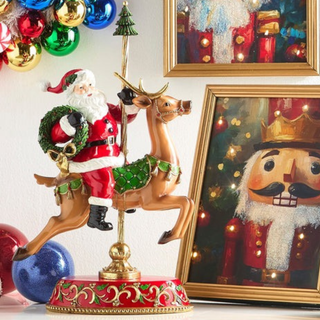 Raz 18.5" Santa on Carousel Deer Christmas Figure 4657605