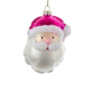 Kurt Adler Pink Glass Santa Head Balloon Ornament Set T3619