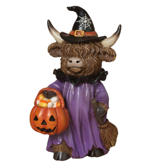 Halloween Purple Coat Highland Cow Witch Hat Standing 2854670