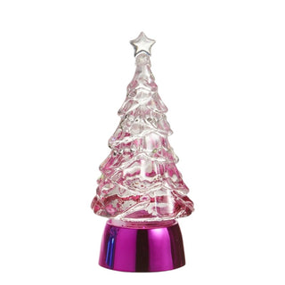 Raz Mini 5" Bright Pink Lighted Glitter Water Tree Globe 4619256