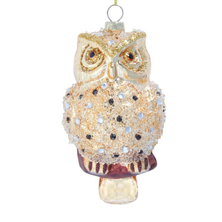 PRE-ORDER Glass Gold Owl Ornament D4817