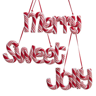 Pre-Order Candy Cane Letter Word Ornament Set Merry Joy Sweet D4850