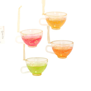Pre-Order Glass Gold Glittered Tea Cup Ornaments Set D4926