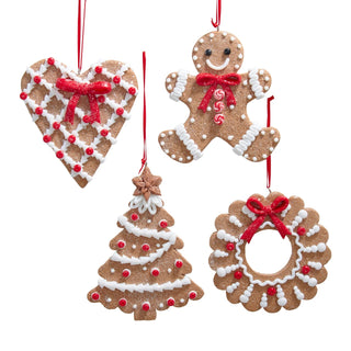 Pre-Order Gingerbread Tree, Heart, Wreath & Man With Cookie Ornament Set D5011