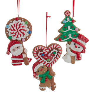 PRE-ORDER  Gingerbread Snowman, Santa, Man With Cookie Ornament Set D5012