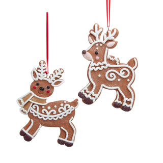 Pre-Order White Icing Gingerbread Deer Ornament Set D5013