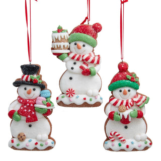 PRE-ORDER Gingerbread Snowman With Ice Cream Cake & Macaroon Cookie Ornament Set D5014